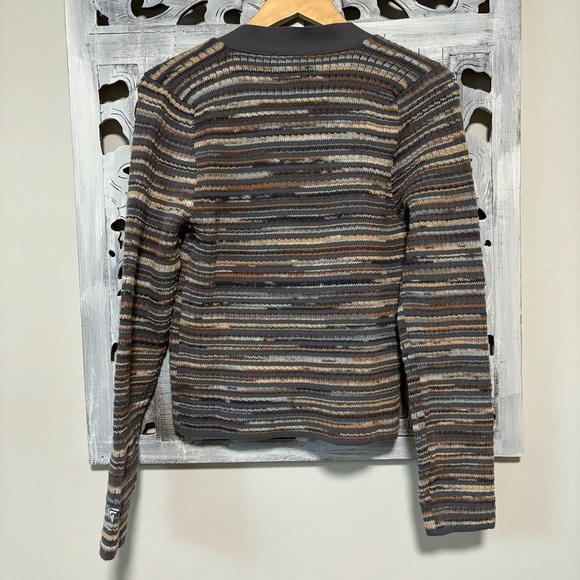 NWT PXG V Neck Snap Front Gray/ Multi Color Knit Stripe Long Sleeve Cardigan XS - Picture 2 of 7